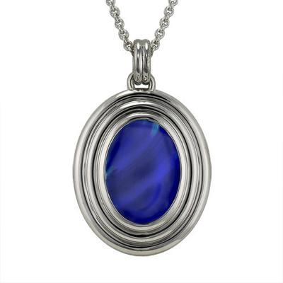 Blue Onyx Ribbed Cremation Pendant